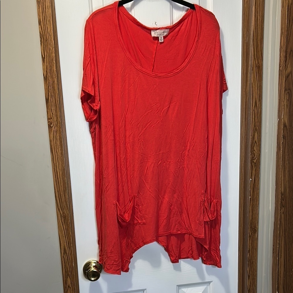Philosophy Red Oversized Tunic Top